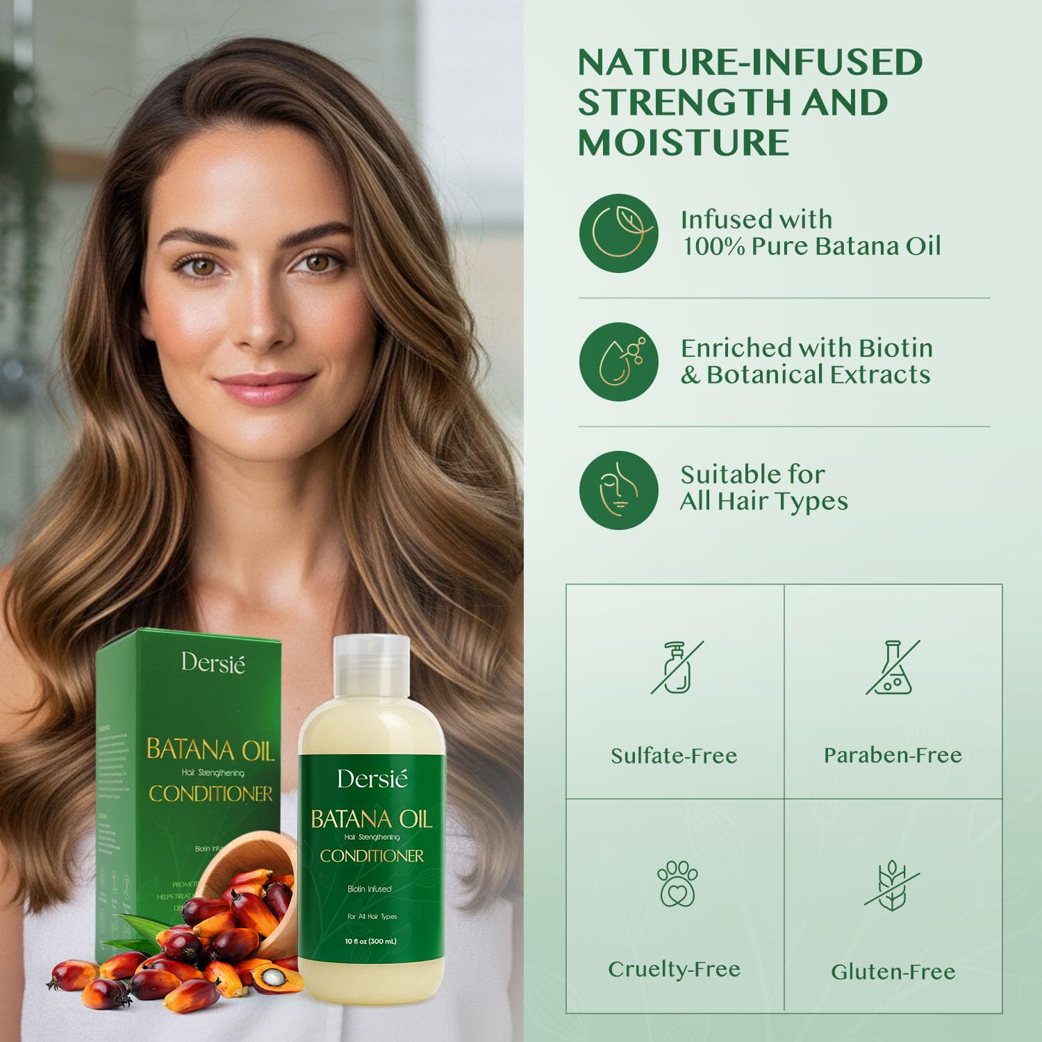 Dersie Batana Oil Hair Growth Conditioner: Infused with Batana Oil & Biotin for Hair Growth – Moisturizing & Nourishing Formula for Thinning, Dry, or Damaged Hair (10 fl oz)