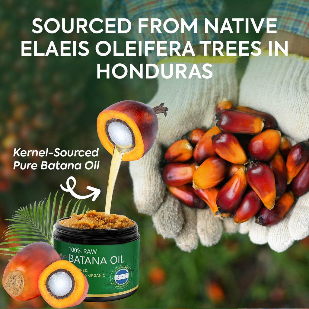 Authentic Batana Oil for Hair Growth: Handmade in Honduras 100% Raw Batana Oil - 100% Pure & Natural, Unrefined - Approved by Dr. Sebi for Thicker, Stronger, Fuller Hair - 4 oz