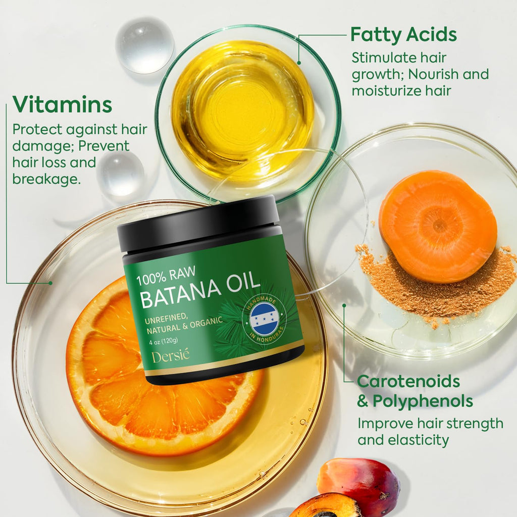 Authentic Batana Oil for Hair Growth: Handmade in Honduras 100% Raw Batana Oil - 100% Pure & Natural, Unrefined - Approved by Dr. Sebi for Thicker, Stronger, Fuller Hair - 4 oz