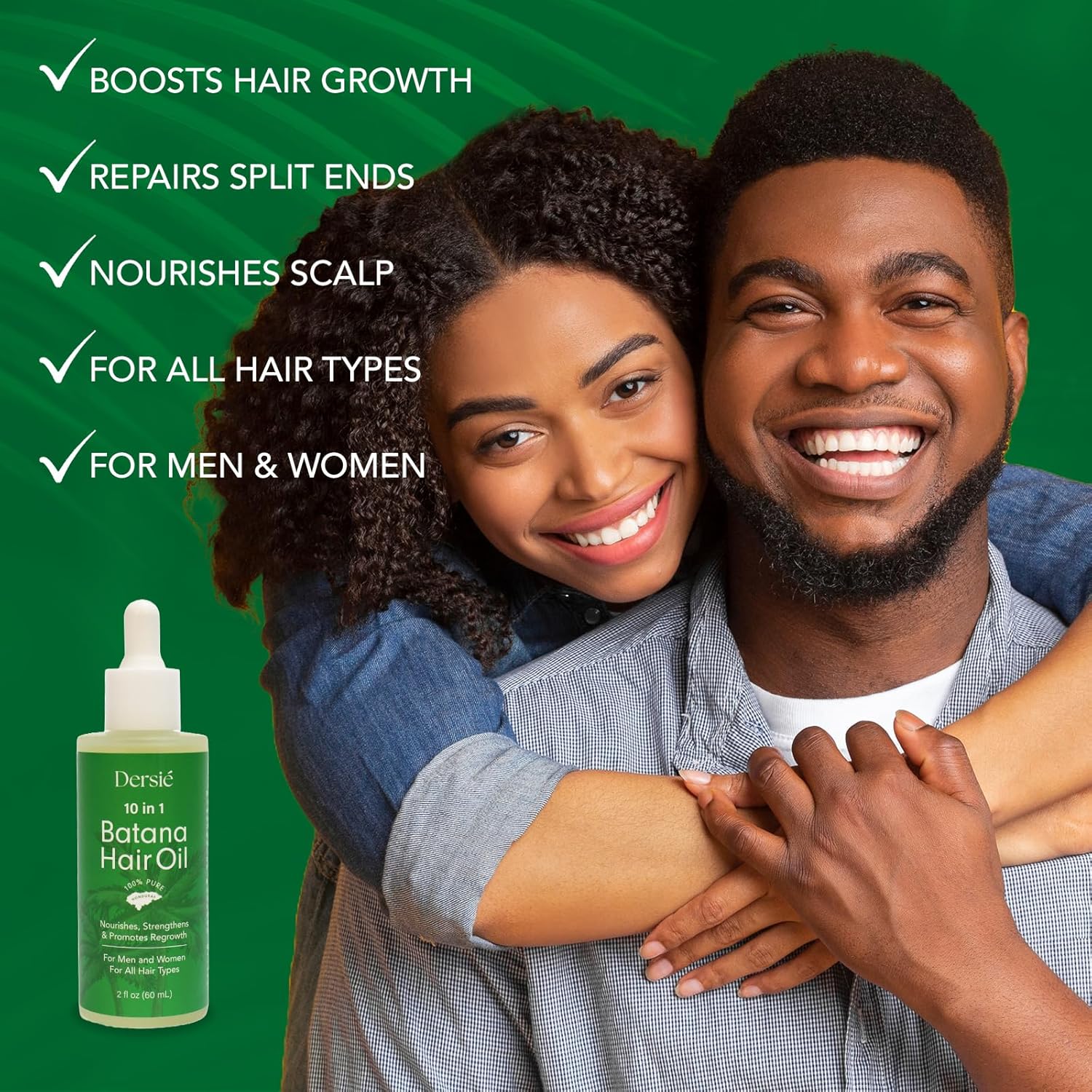 Hair Growth Oil with Batana and Rosemary: 10-in-1 Veganic & Natural Hair Growth Treatment for Hair Loss, Damage & Thinning Hair - 10 Organic Vegan Oils for Men and Women of All Hair Types - 2 fl oz